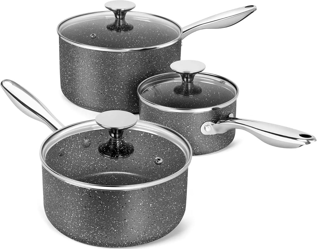MICHELANGELO 3-Piece Granite Non-Stick Pot Set – Induction Ready