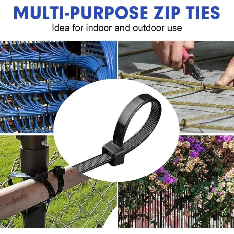 Nylon Cable Zip Ties Self-Locking – 100 or 1000 Pack