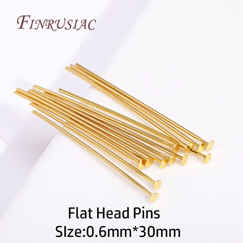 18K Gold Plated Eye & Head Pins – DIY Jewelry Findings 50–100 Pcs