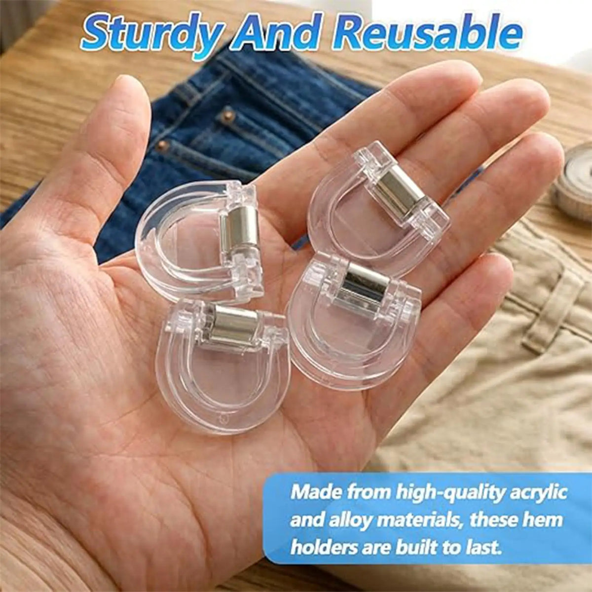 8-Pack Adjustable Hemming Clips – No-Sew Pants Shortener