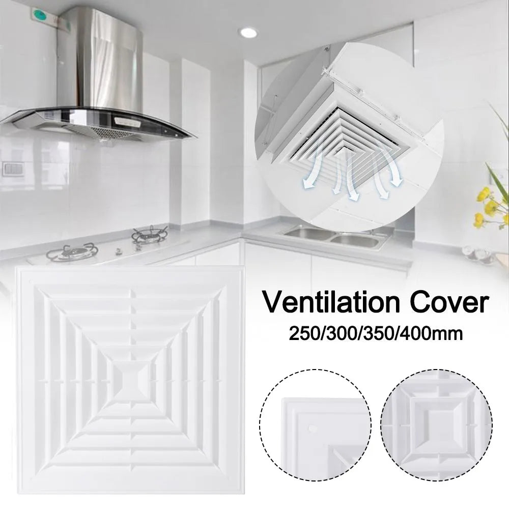 Square White Plastic Air Vent Grille with Flaps – Exhaust Fan Cover