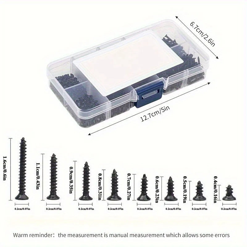 800-Piece M2 Self-Tapping Screw Set with Storage Box