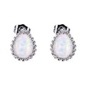 Women's Silver Simulated Opal Drop Dangle Earrings