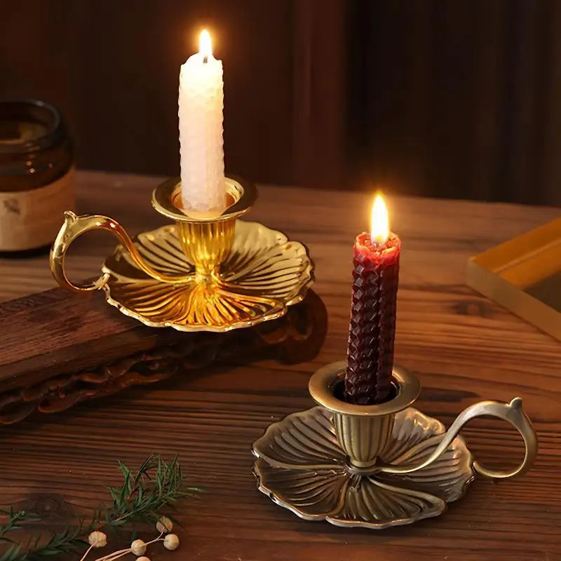 Retro Teacup Metal Chamberstick Candle Holder with Handle