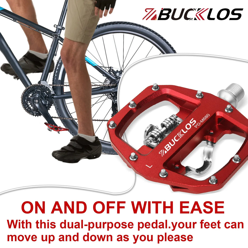 BUCKLOS SPD Dual-Function MTB Pedals – Clipless & Flat
