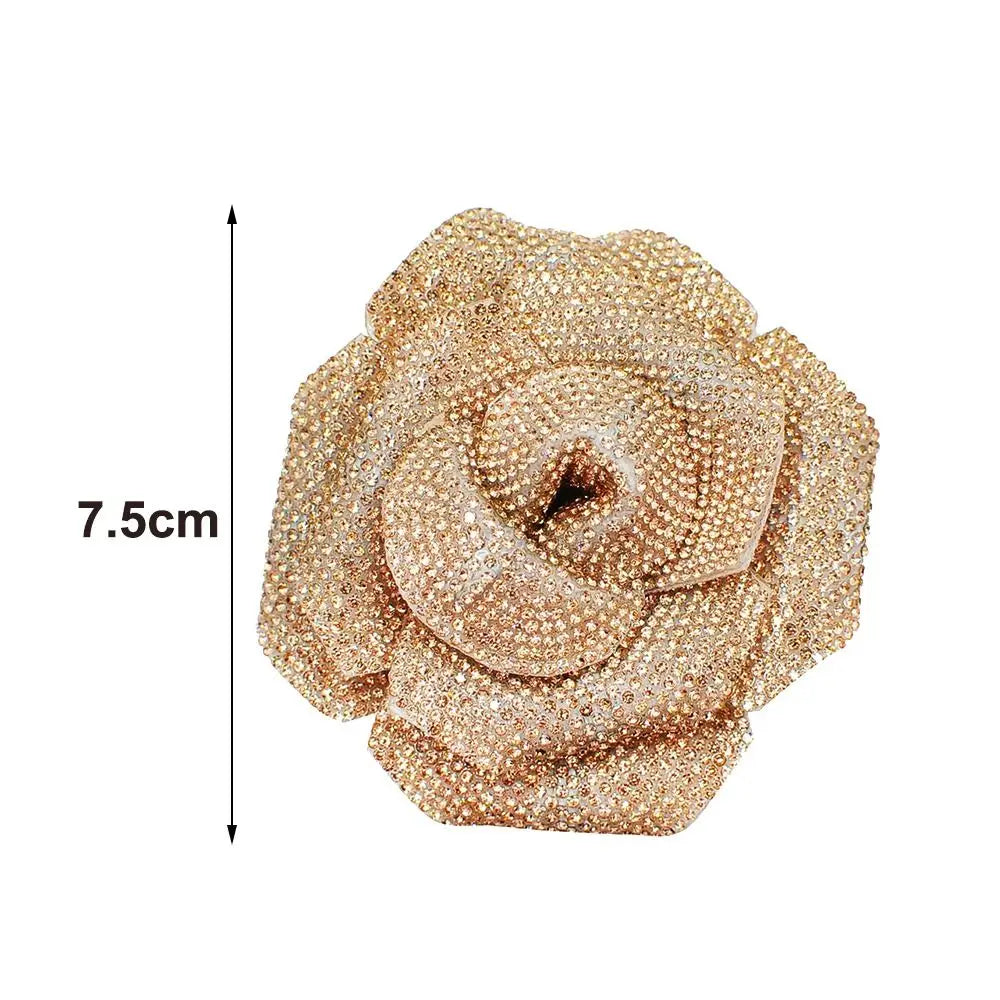 3D Rose Rhinestone Flower Patch – DIY Sparkling Embellishment
