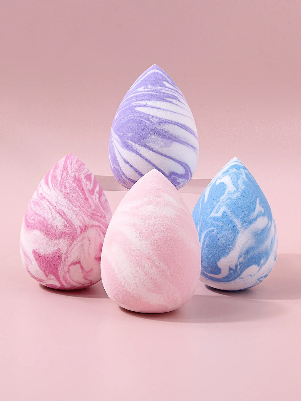4-Piece Marble Print Makeup Sponge Set – Wet & Dry Puff