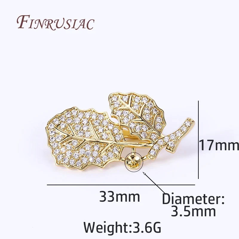 18K Gold Plated Zircon Leaf Pearl Clasp | DIY Necklace Finding