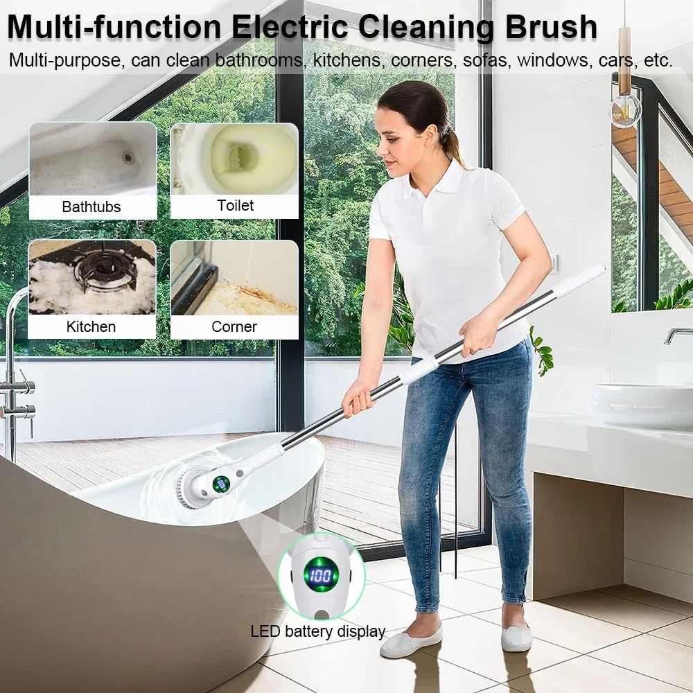 Raugee 8-in-1 Cordless Electric Spin Scrubber Cleaning Brush