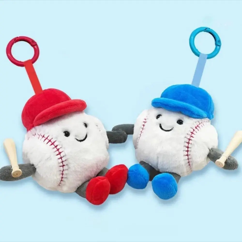 Sports Ball Plush Toy Pendant – Smiling Face Keychain Doll Gift