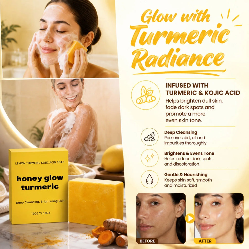 Turmeric Kojic Acid Bar Soap – Honey, Lemon Deep Cleanse