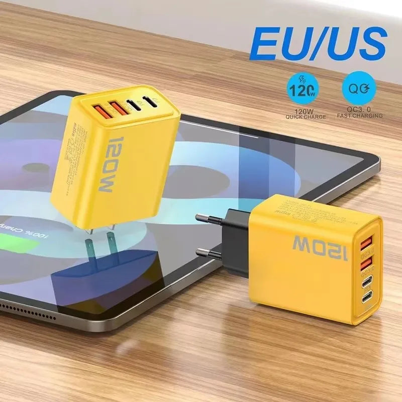 4-Port 120W USB-C PD Fast Charger for iPhone & Android