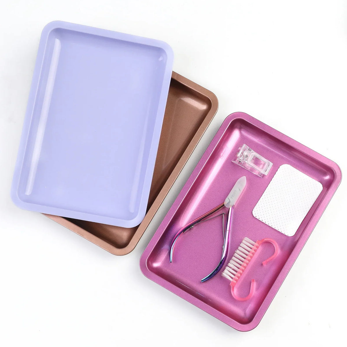 Stainless Steel Nail Art Storage Tray | Manicure Organizer
