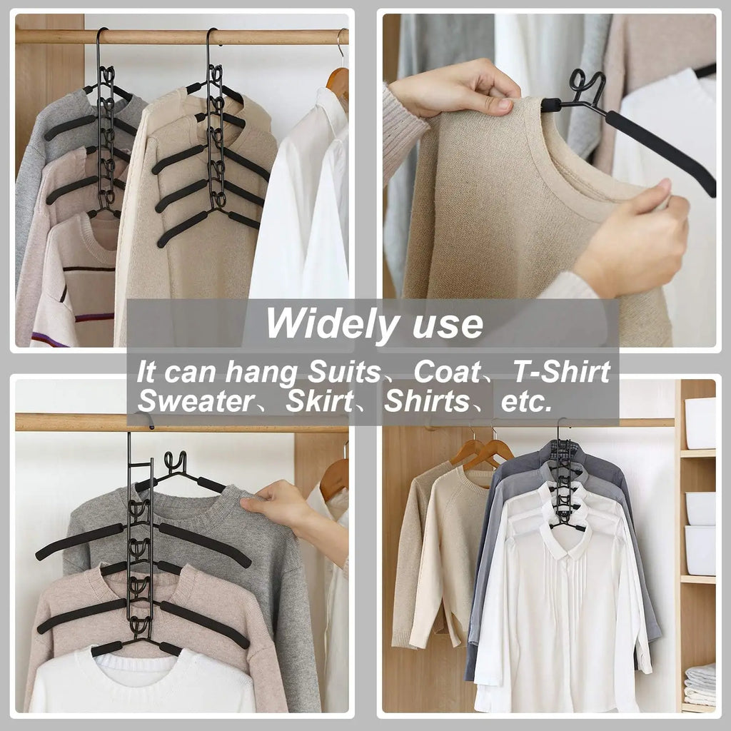 5-Pack Multi-Layer Closet Hangers with Detachable Hooks