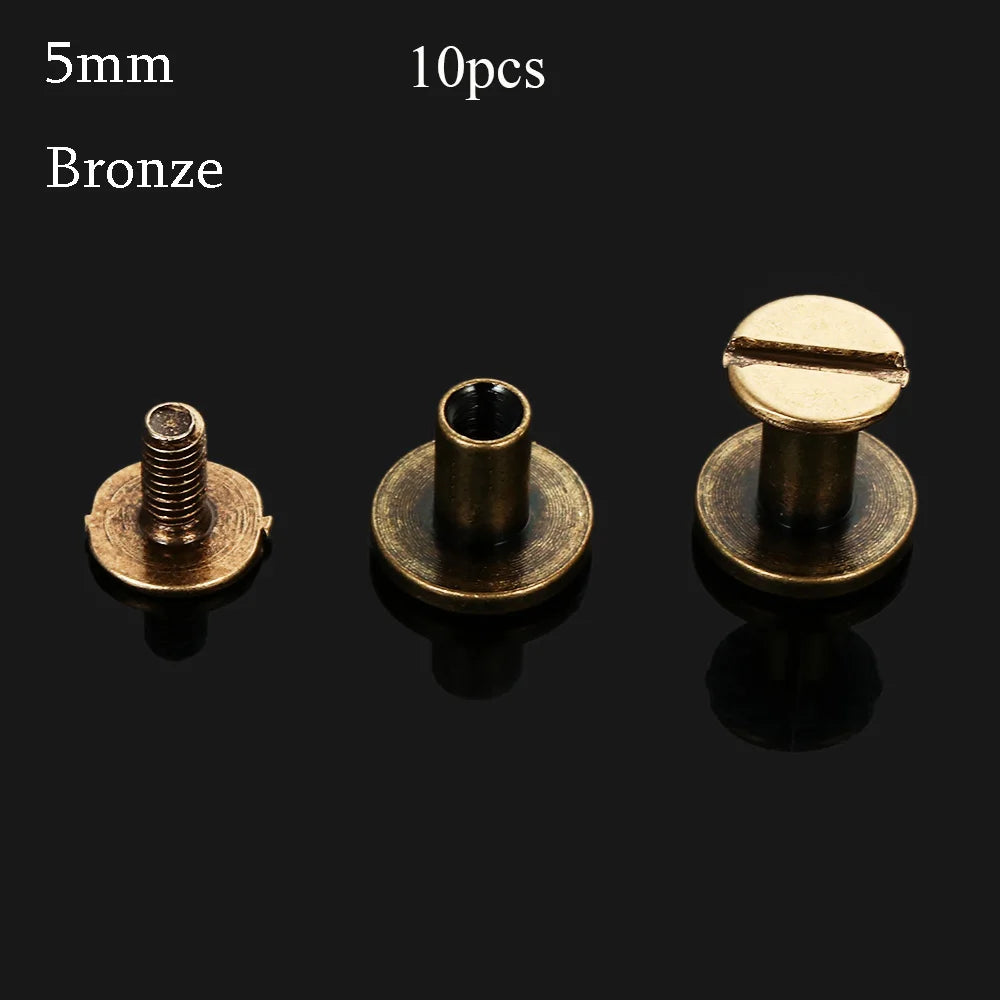 10Pcs Copper Screw Rivets 5/6.5/8mm – Leather Craft Bags