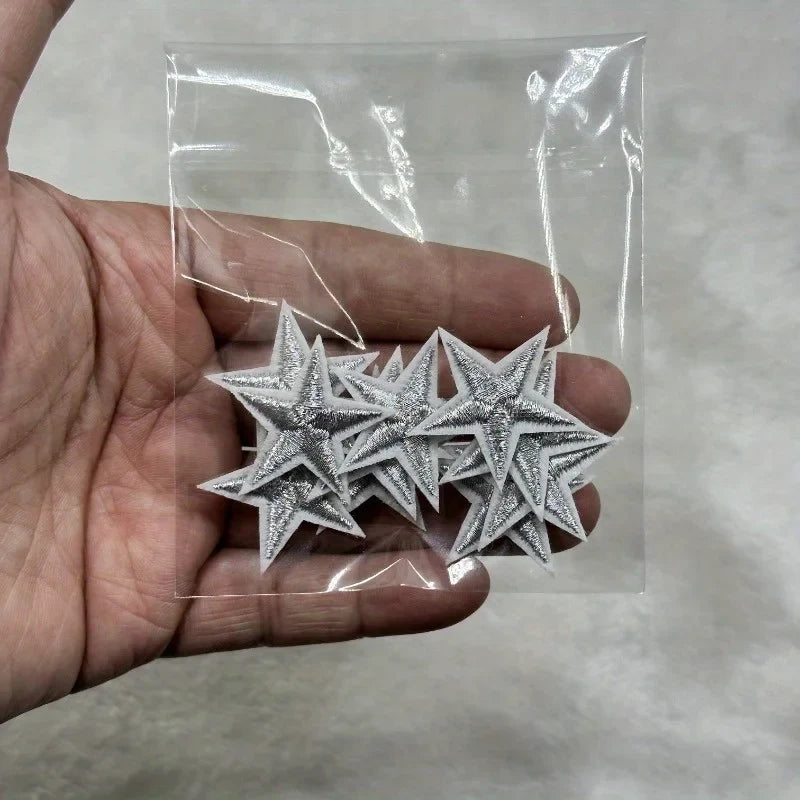 10pcs Iron-On Star Patches – Embroidered Bulk Applique Set
