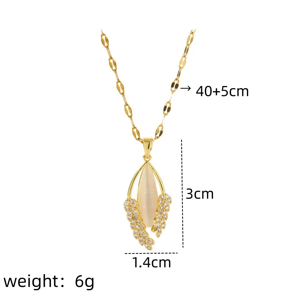 Women's Leaf Pendant Necklace – Stainless Steel Gold & Silver