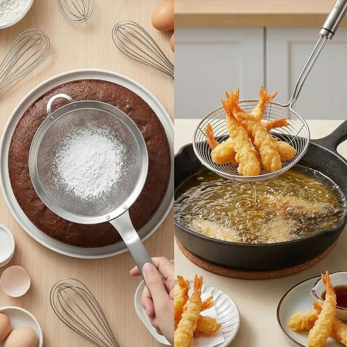Stainless Steel Spider Skimmer Strainer with Handle | Kitchen Tool