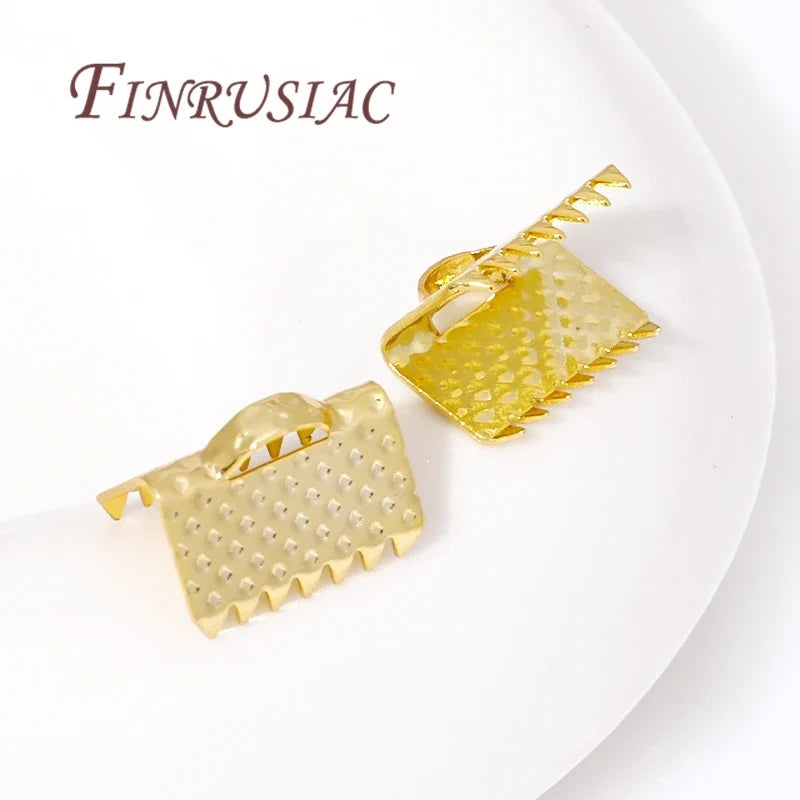 18K Gold Plated Foldover Crimp End Caps | DIY Jewelry Findings