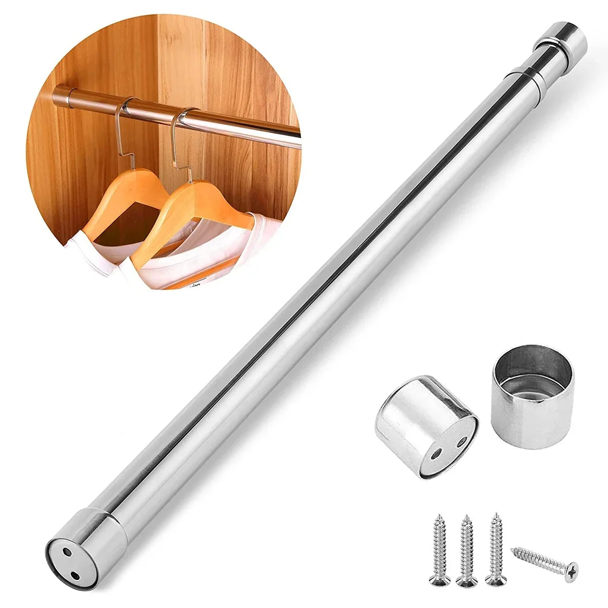 Extendable Clothing Rail 56–100cm Stainless Steel Wardrobe Rod