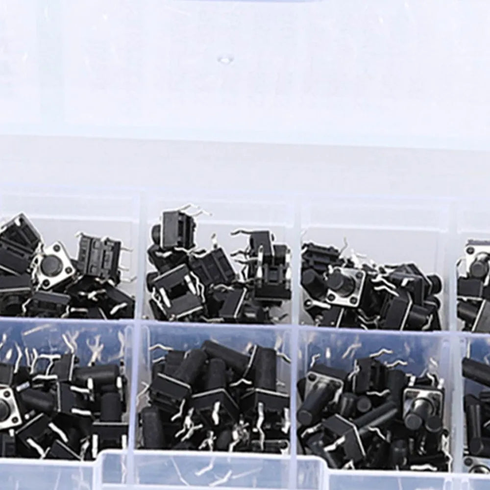 200PCS Tactile Push Button Switch Kit – 10 Values 6x6mm 4-Pin