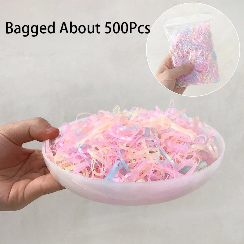500pc Colorful Elastic Hair Bands Ponytail Holders for Women