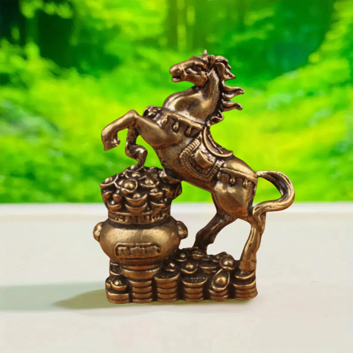 Brass Horse Figurine Feng Shui Zodiac Lucky Statue Home Decor