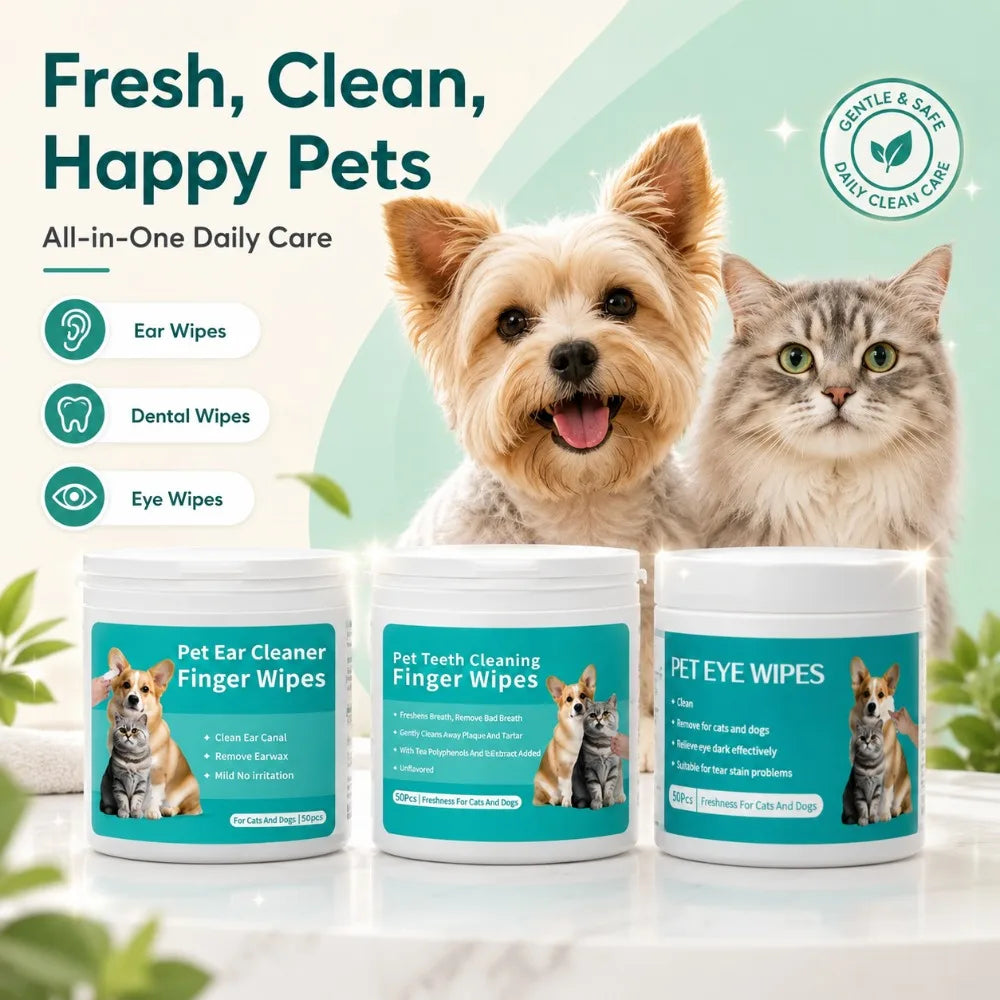 Pet Grooming Wipes for Eyes, Ears & Teeth – Dogs & Cats