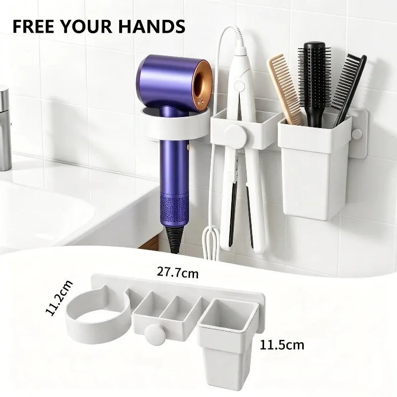 Wall Mount Hair Dryer Holder & Styling Tools Organizer Rack