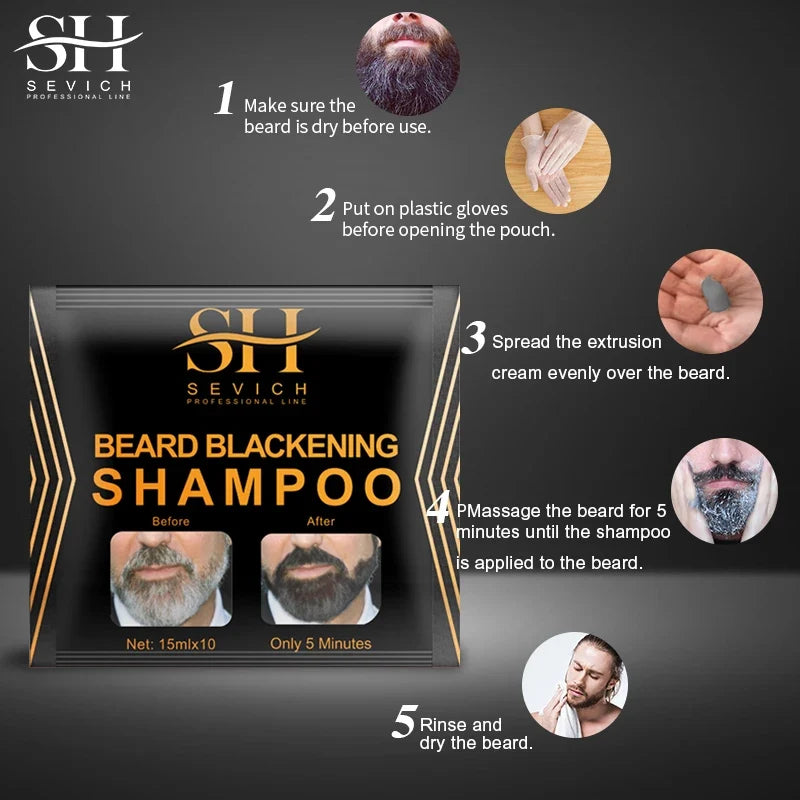 Sevich Black Beard Dye Shampoo | 5-Minute Men's Color