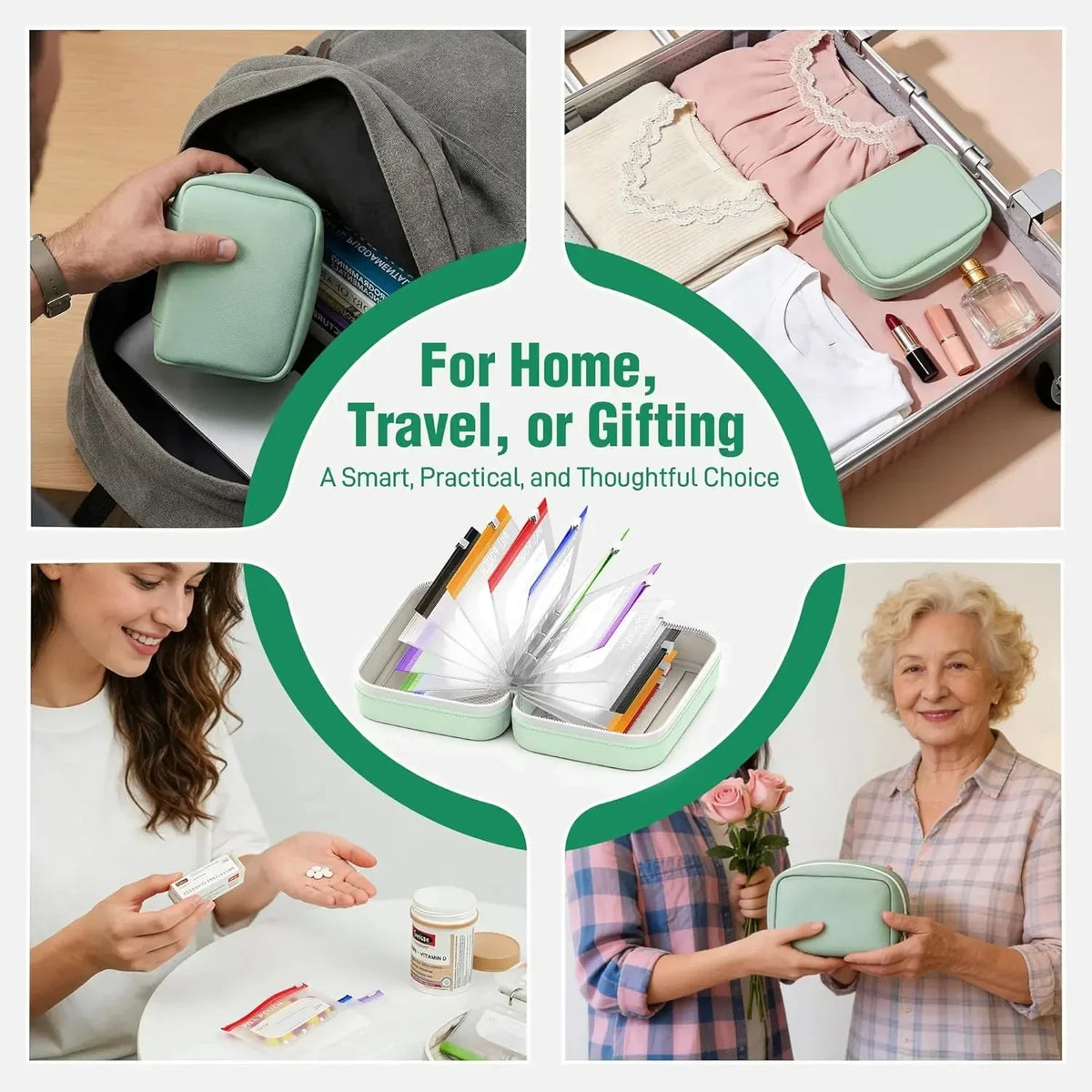 Waterproof 7-Day Twice-Daily Pill Organizer – 14 Color-Coded Pouches