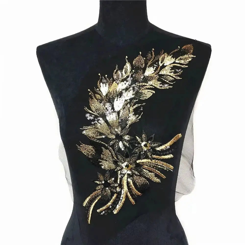 Sequined Floral Embroidery Sew-On Patch | Lace Trim DIY