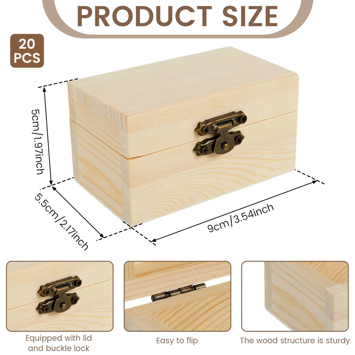 Unfinished Wooden Treasure Box with Lid & Hasp – DIY Craft