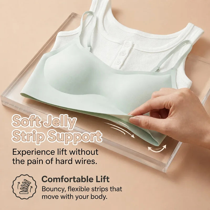 Women's Wireless Seamless Bra – Thin Cup & Jelly Strip Support
