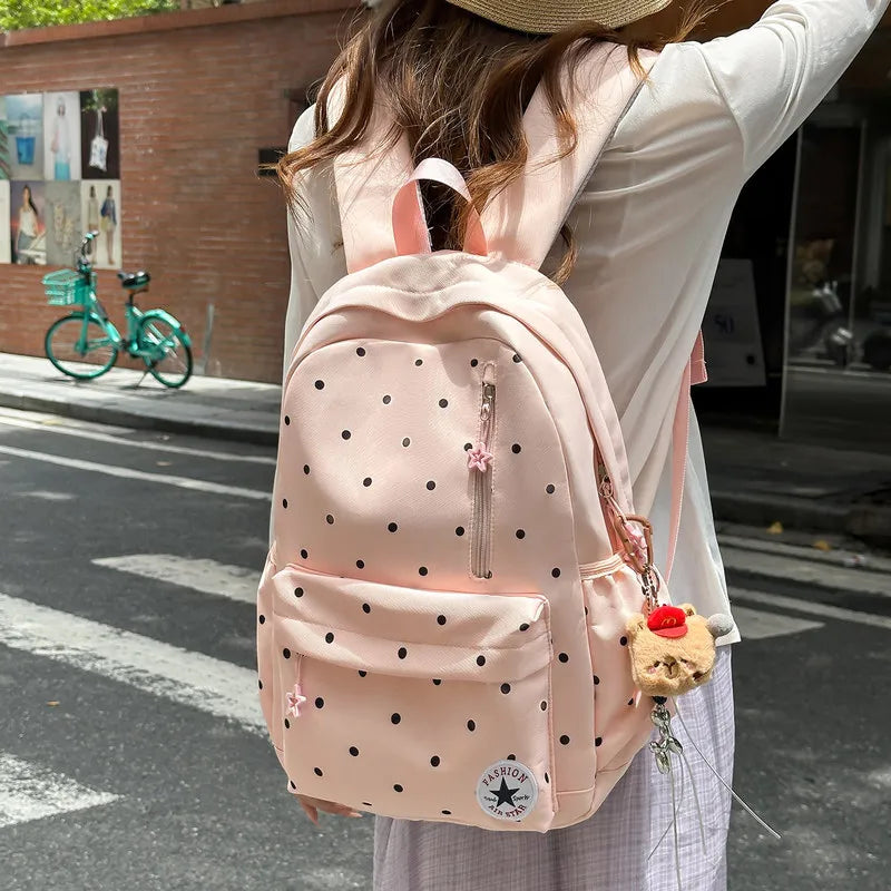 Japanese Polka Dot Backpack – Cute Girls School & Travel Bag