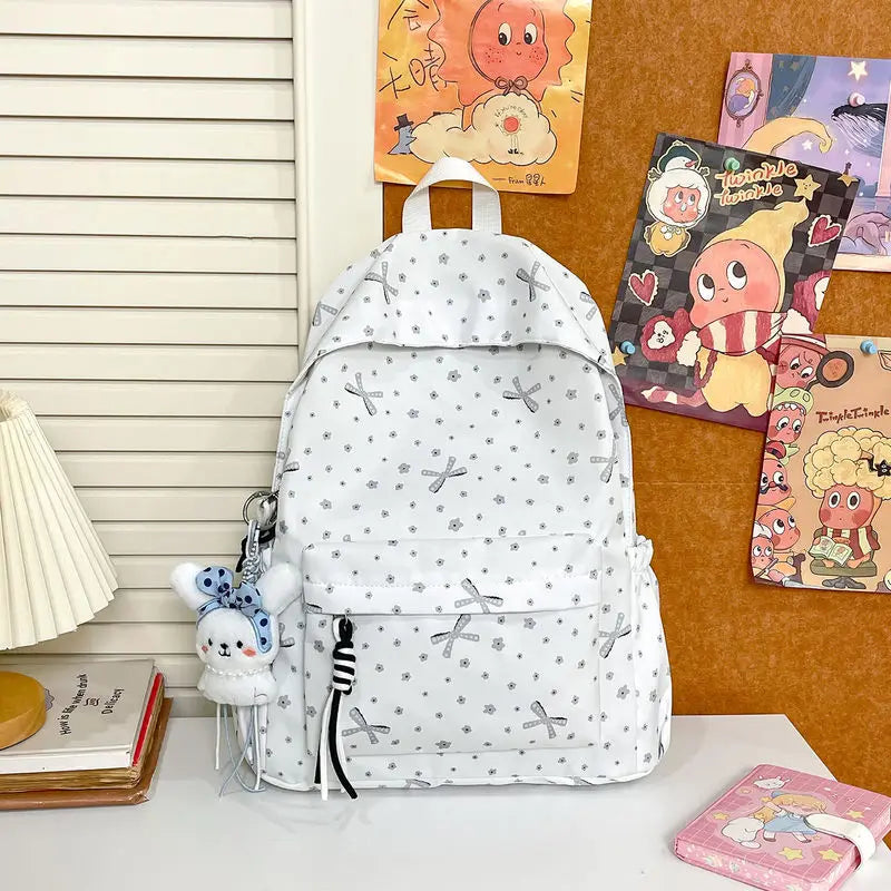 Korean Floral School Backpack – Lightweight Girls Bag