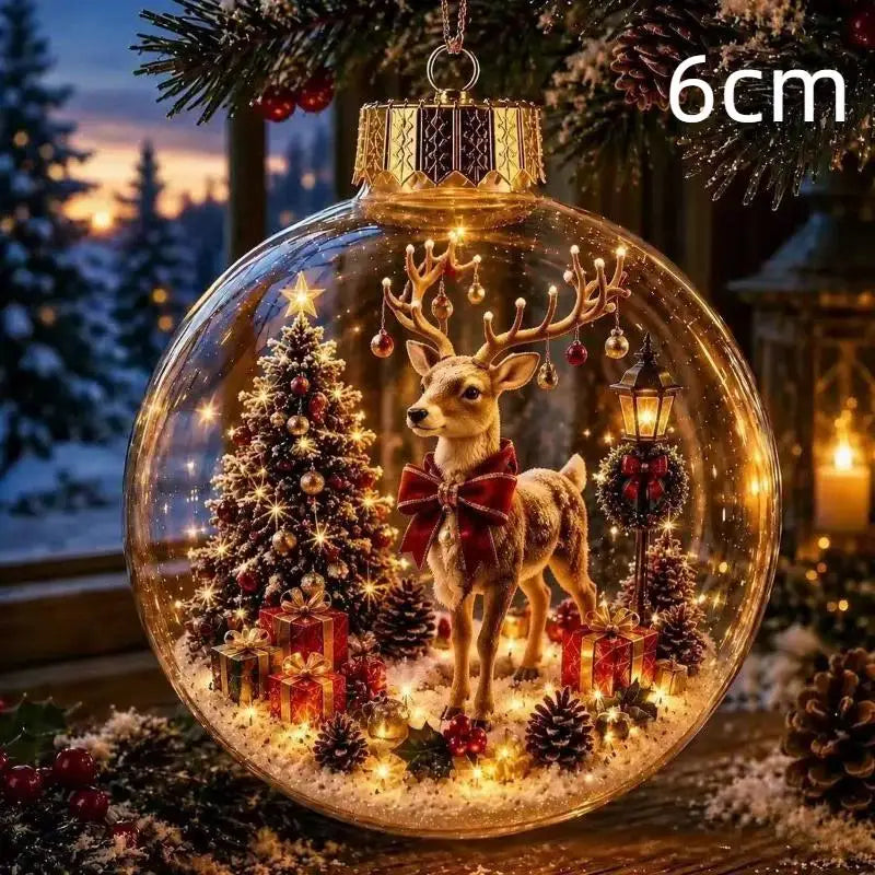 LED Luminous Christmas Crystal Ball Ornament – Santa & Snowman