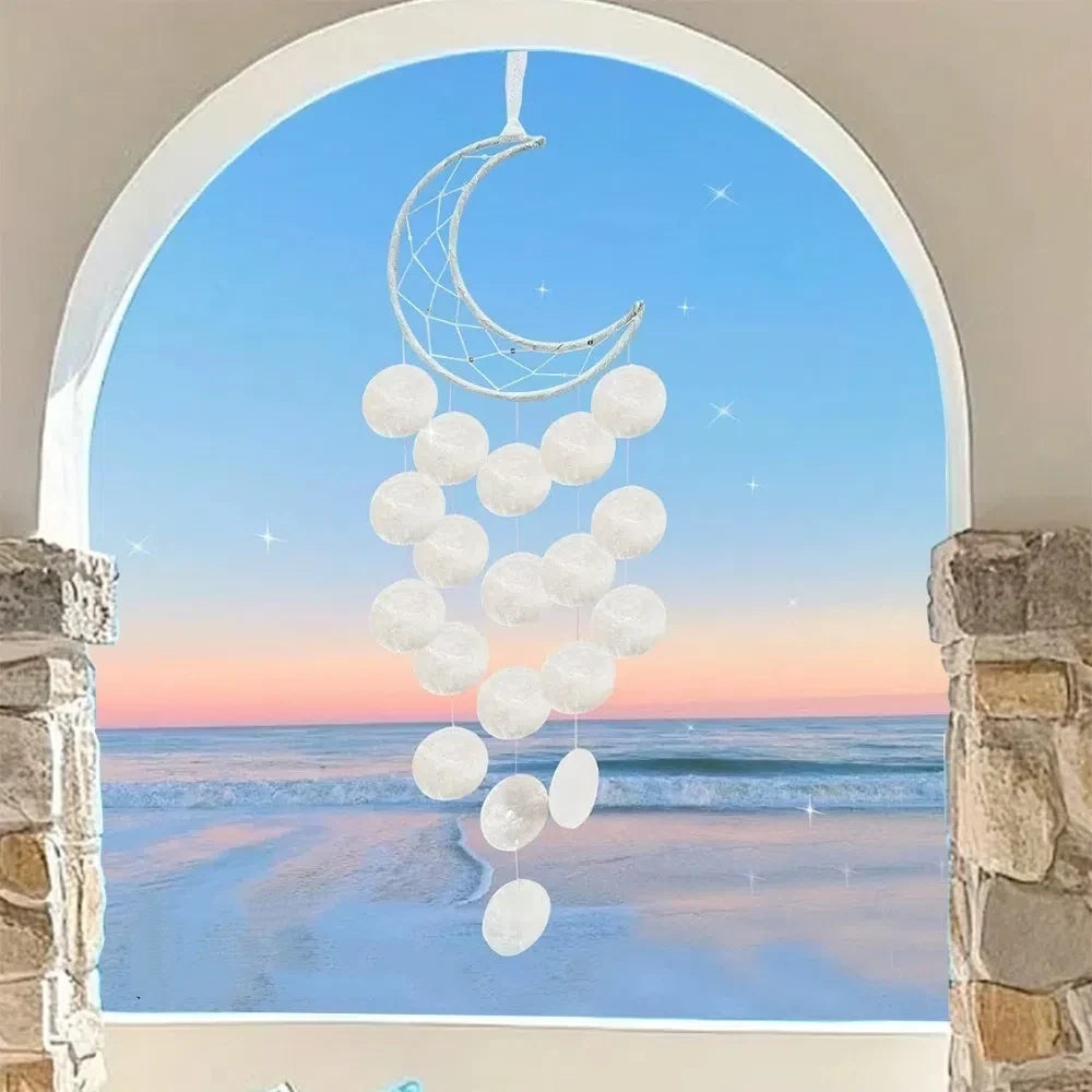 Shell Moon Wind Chimes – Natural Shell Dream Catcher Décor