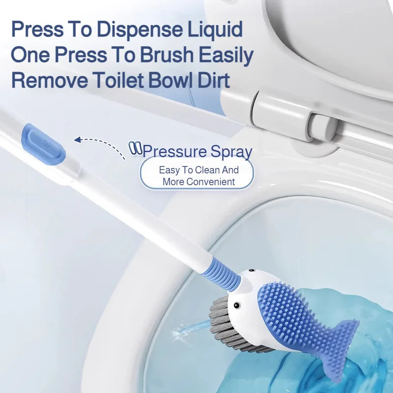 Silicone Toilet Brush with Suction Cup Base & Liquid Fill