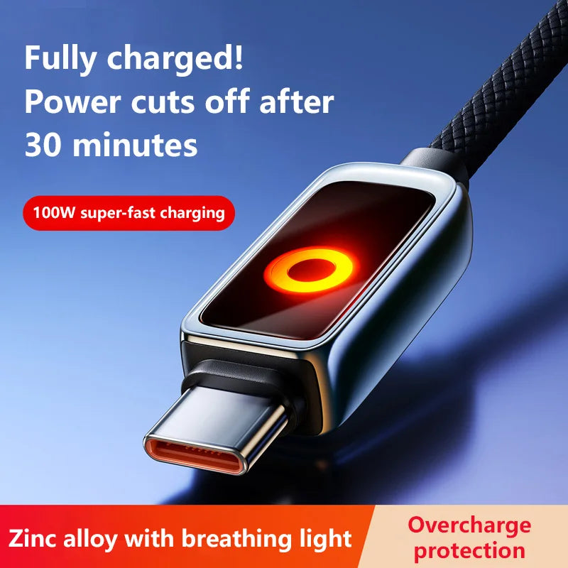 100W USB-C Fast Charge Cable 1.2M – 6A Auto Power Off