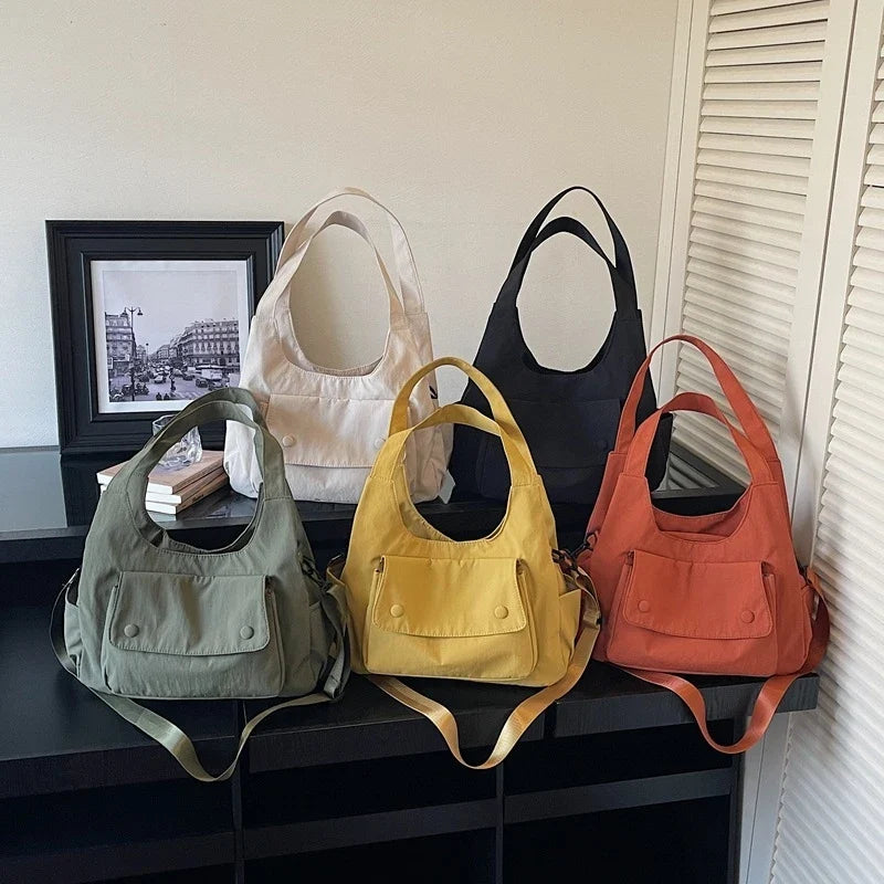 Korean Women's Large Crossbody Tote Shoulder Bag | Polyester