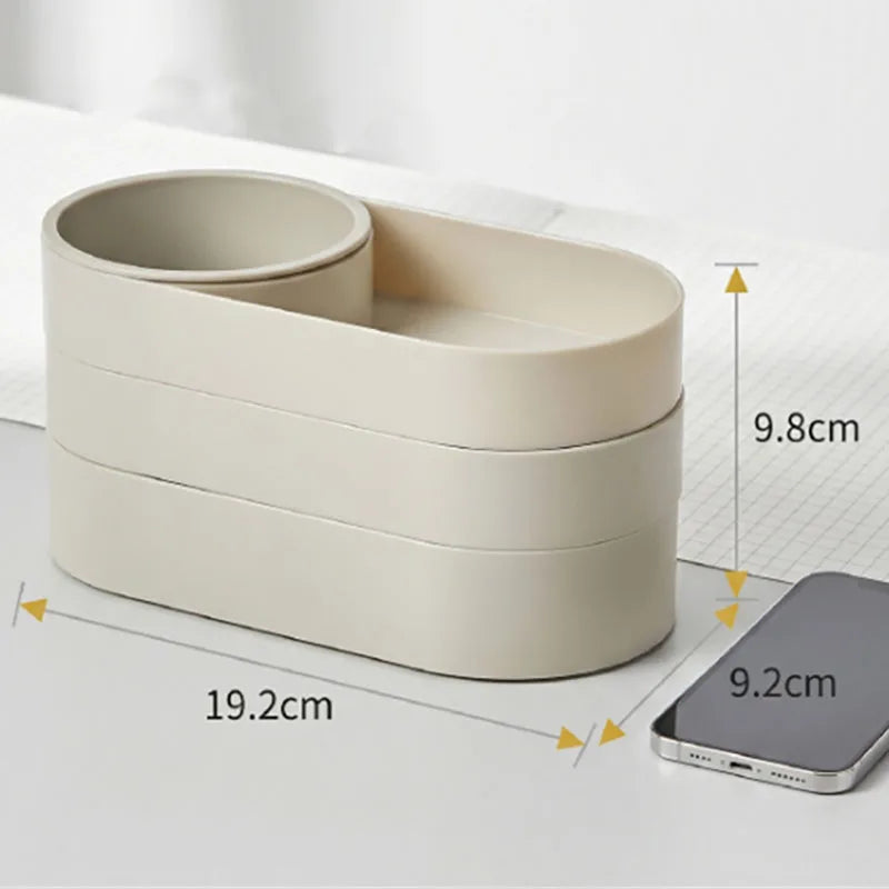 Rotating Multi-Layer Makeup Brush Organizer & Storage Box