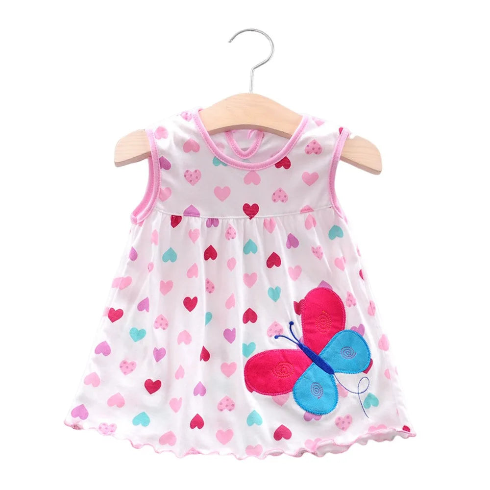 Pure Cotton Baby Girl Dress – Cartoon Print Summer Princess