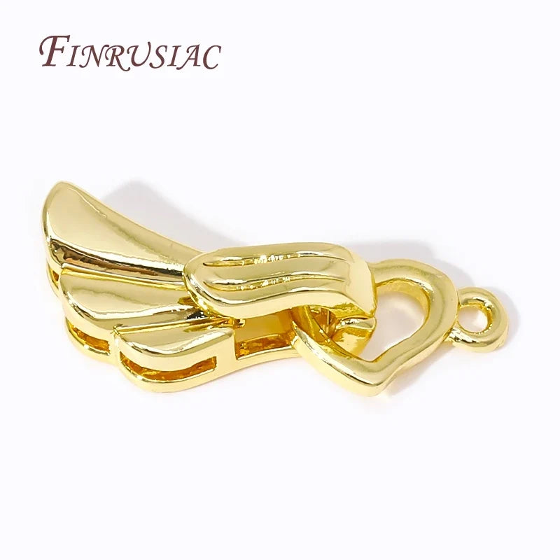 Angel Wings Heart Clasp 18K Gold Plated – DIY Jewelry Connector