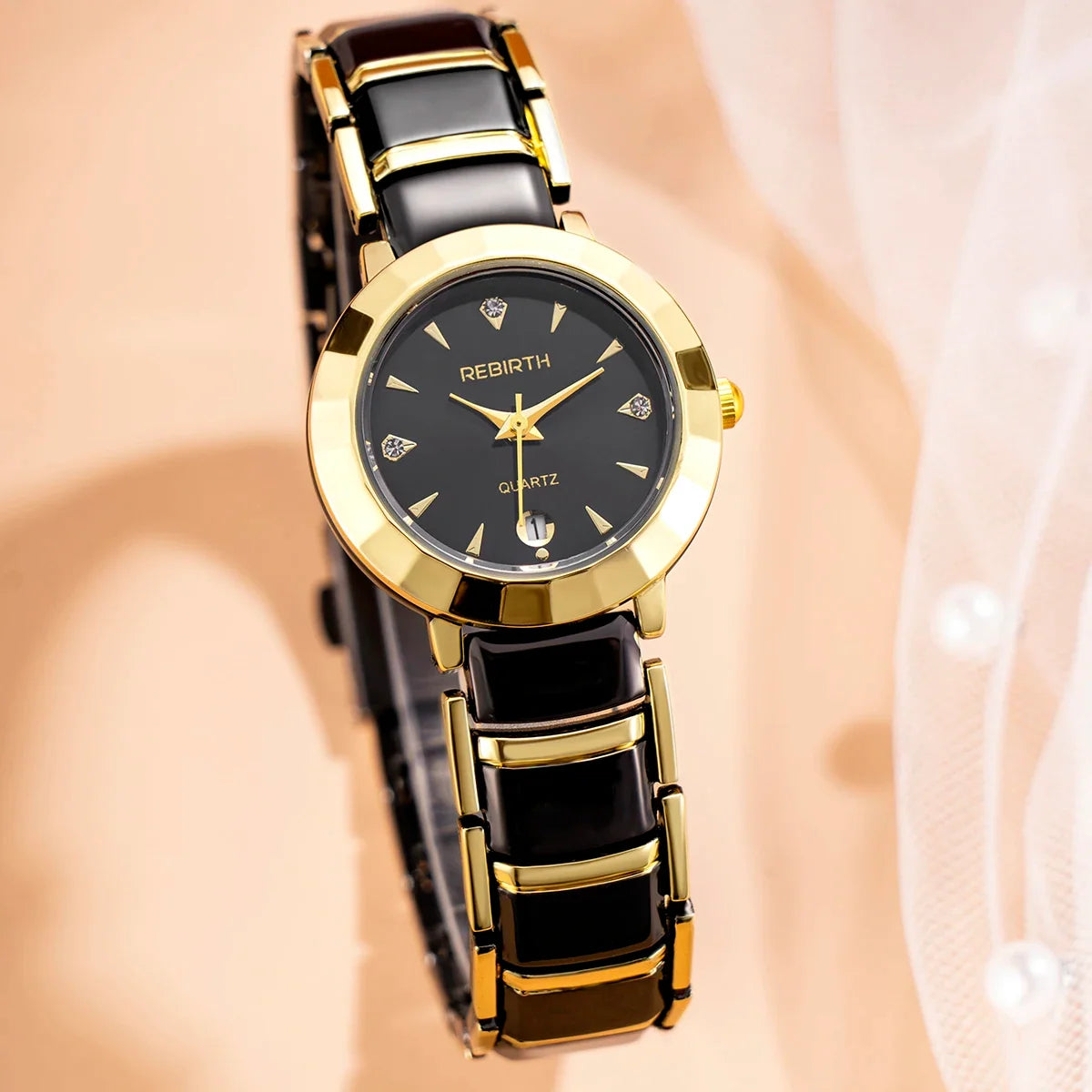 REBIRTH Women's Elegant Quartz Watch with Calendar Display