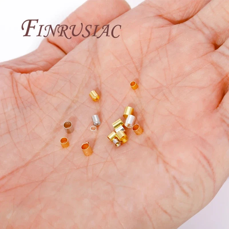 100pcs Gold Plated Tube Crimp Beads 2mm–3mm | DIY Jewelry Findings