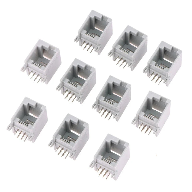 10PCS RJ11 PCB Telephone Socket 4P4C 6P6C 6P4C Female Connector