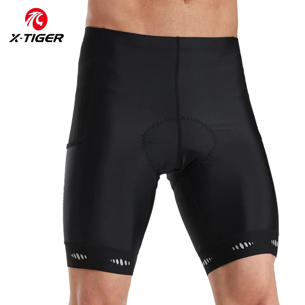 X-TIGER Men's 5D Gel Padded Cycling Shorts | Reflective MTB