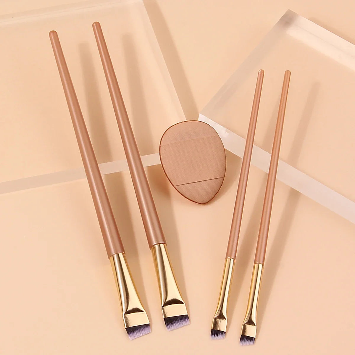 Nixie 5-Pc Makeup Brush Set – Eyeliner, Eyebrow & Puff