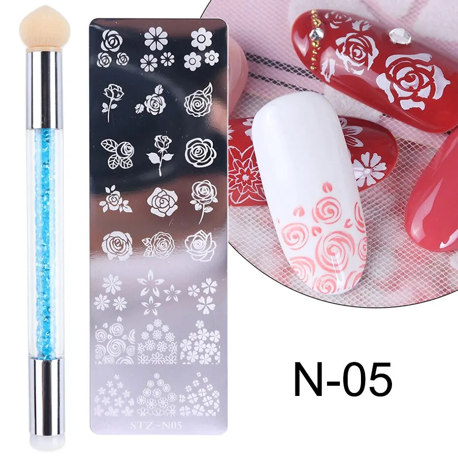 Nail Stamping Plates Set – Silicone Stamper & Stencils
